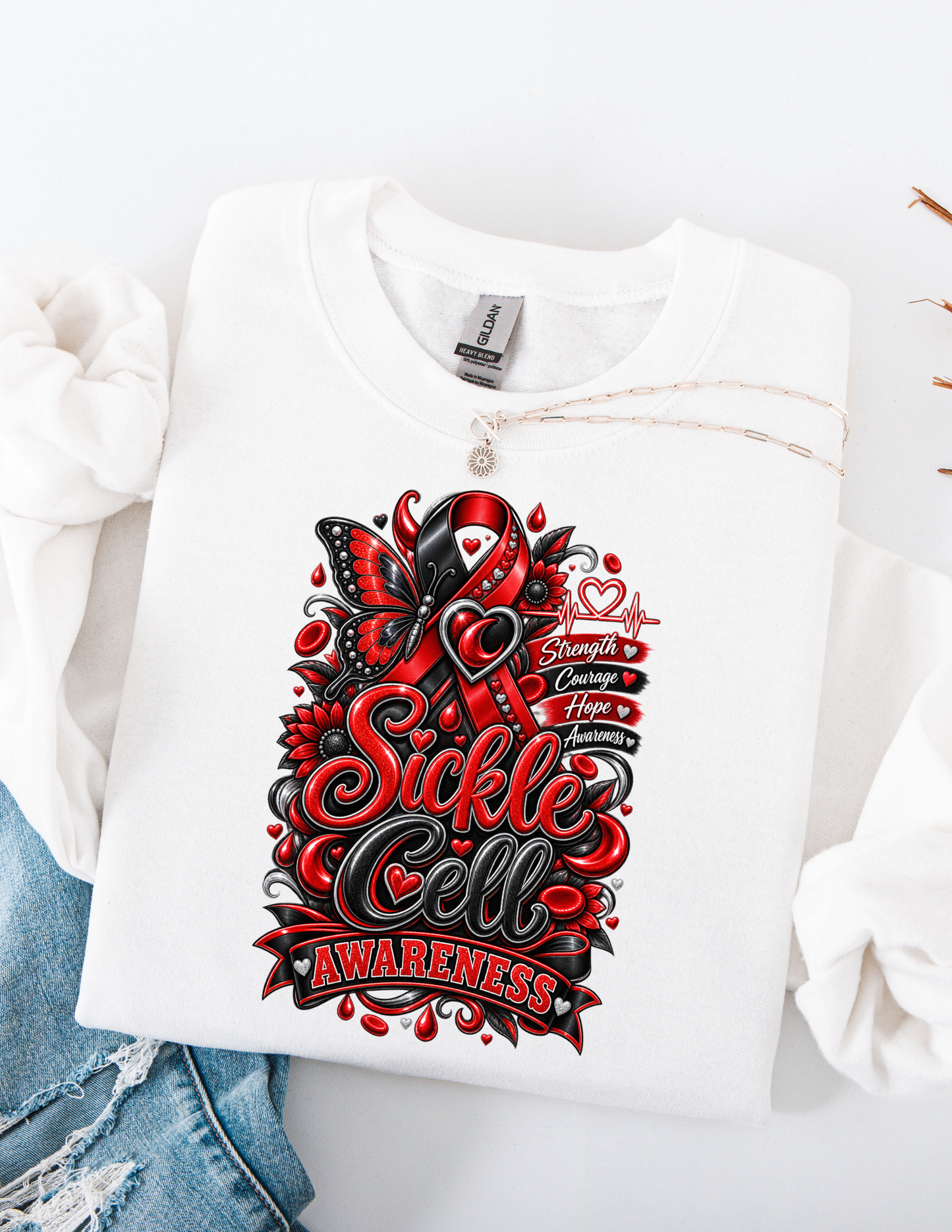 Sickle Cell Awareness - Strength Courage Hope Sweatshirt