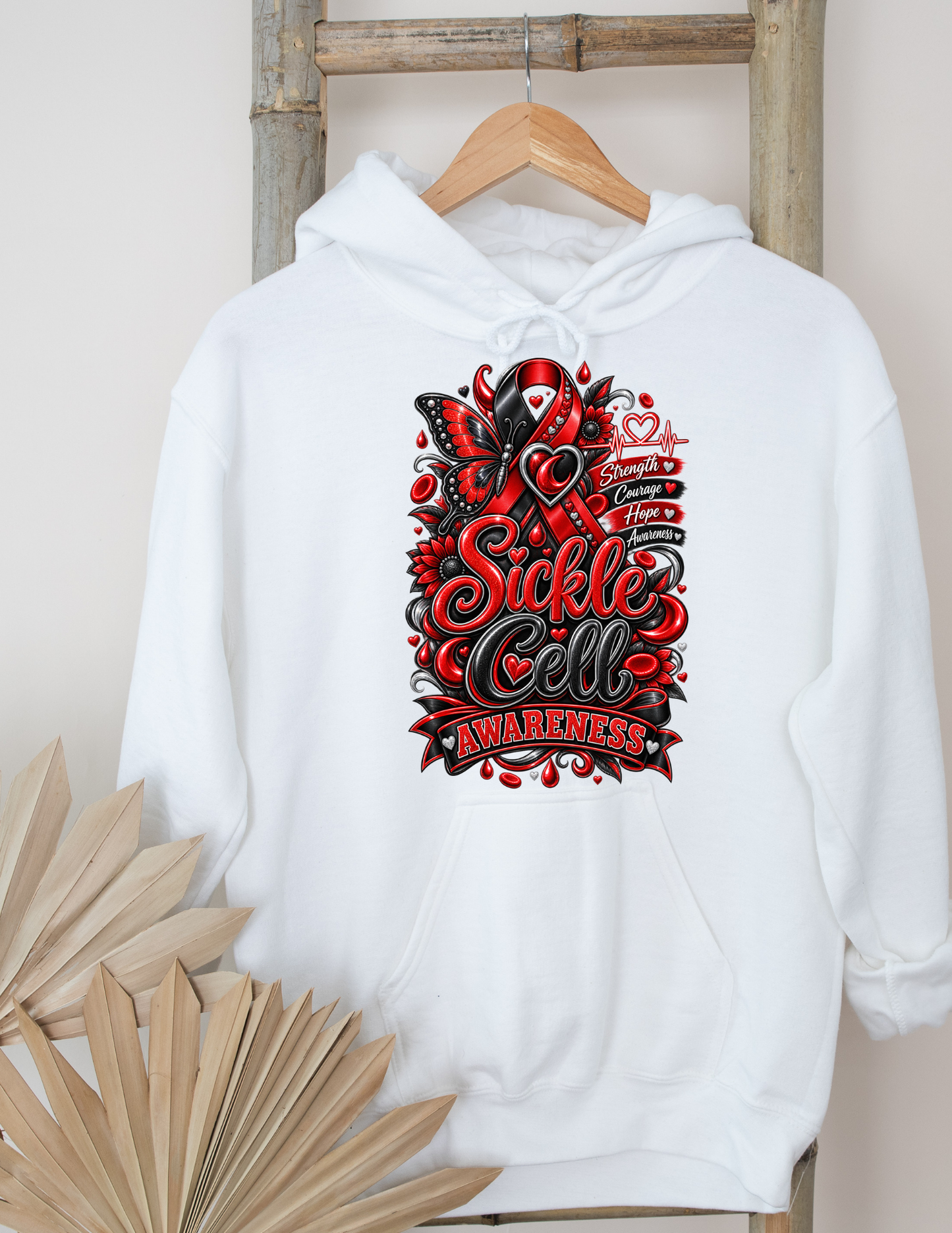Sickle Cell Awareness Hoodie - Strength Courage Hope