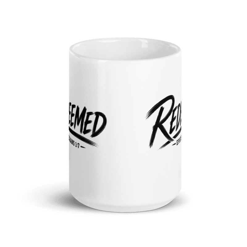 Redeemed Ephesians 1:7 15 oz Christian Coffee Mug | Black or White