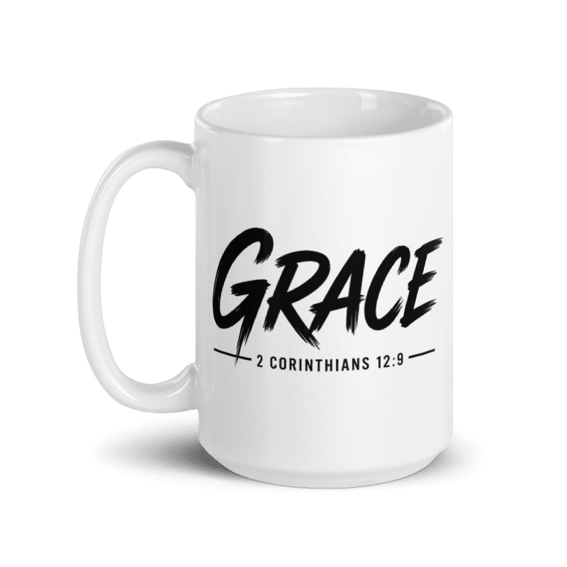 Grace 2 Corinthians 12:9 15 oz Christian Coffee Mug | Black or White
