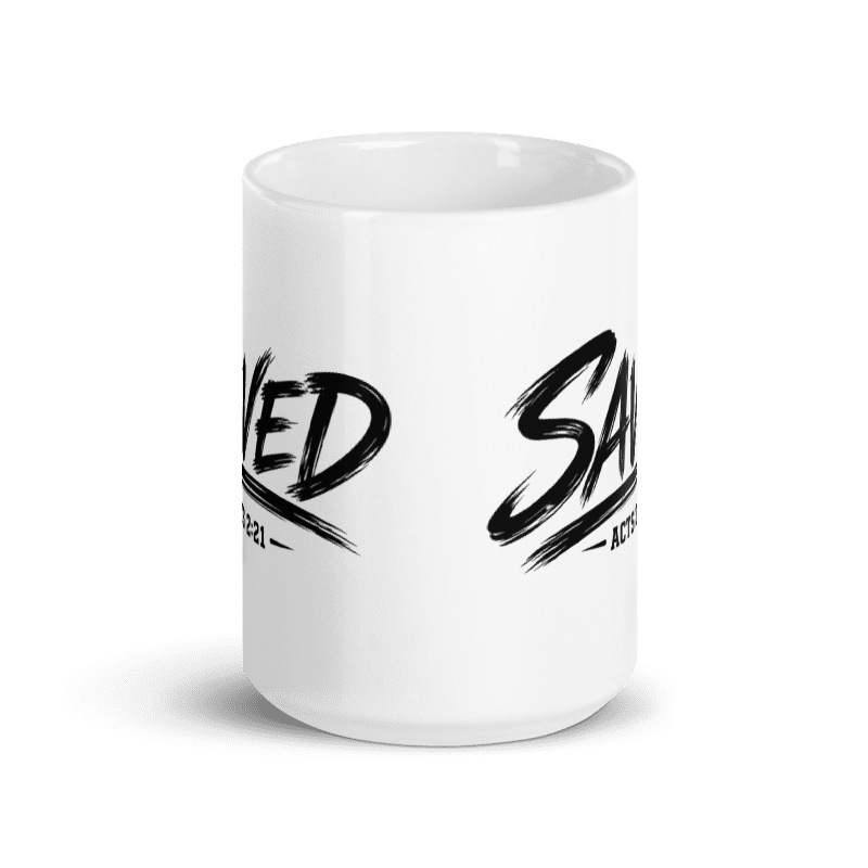 Saved Acts 2:21 Christian 15 oz Coffee Mug | Faith Gift
